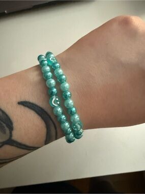 Blue Pearl Bead Stretch Bracelet - Women Jewelry